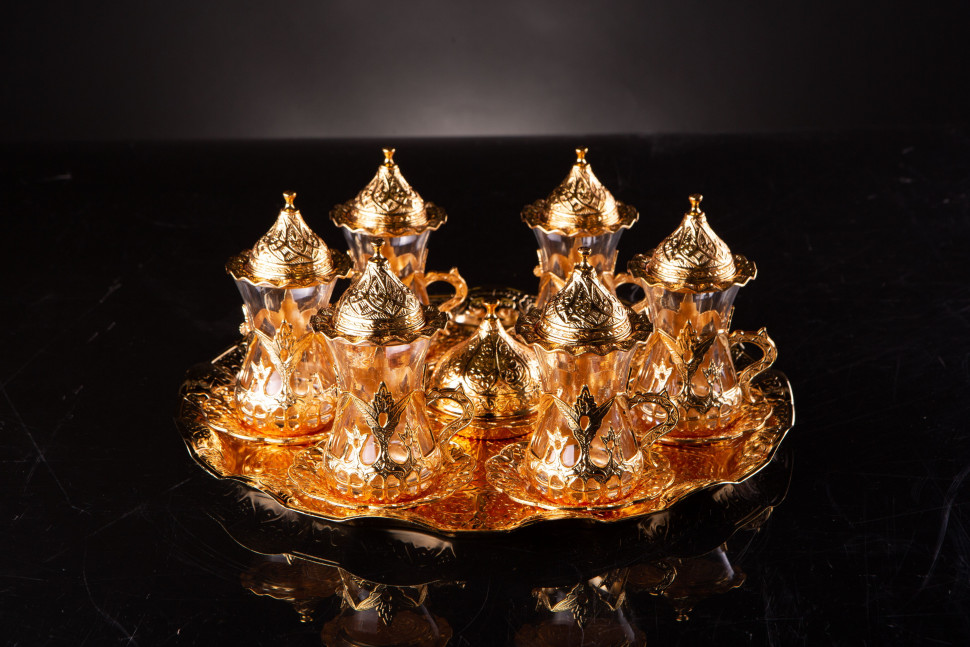 Чайный набор с подносом османское золото
